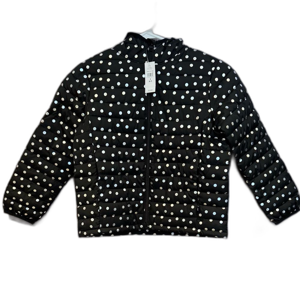🔖 NWT GAP Black and Silver Puffer Jacket - Girls S